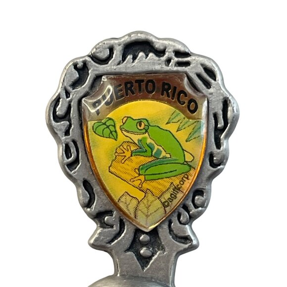 Vintage Puerto Rico Souvenir Spoon With Dolphin & Frog Plaque B60 - Picture 2 of 4